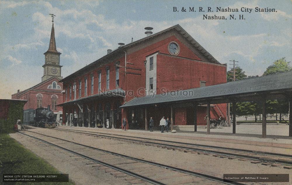 Postcard: Boston & Maine Railroad Nashua City Station, Nashua, New Hampshire